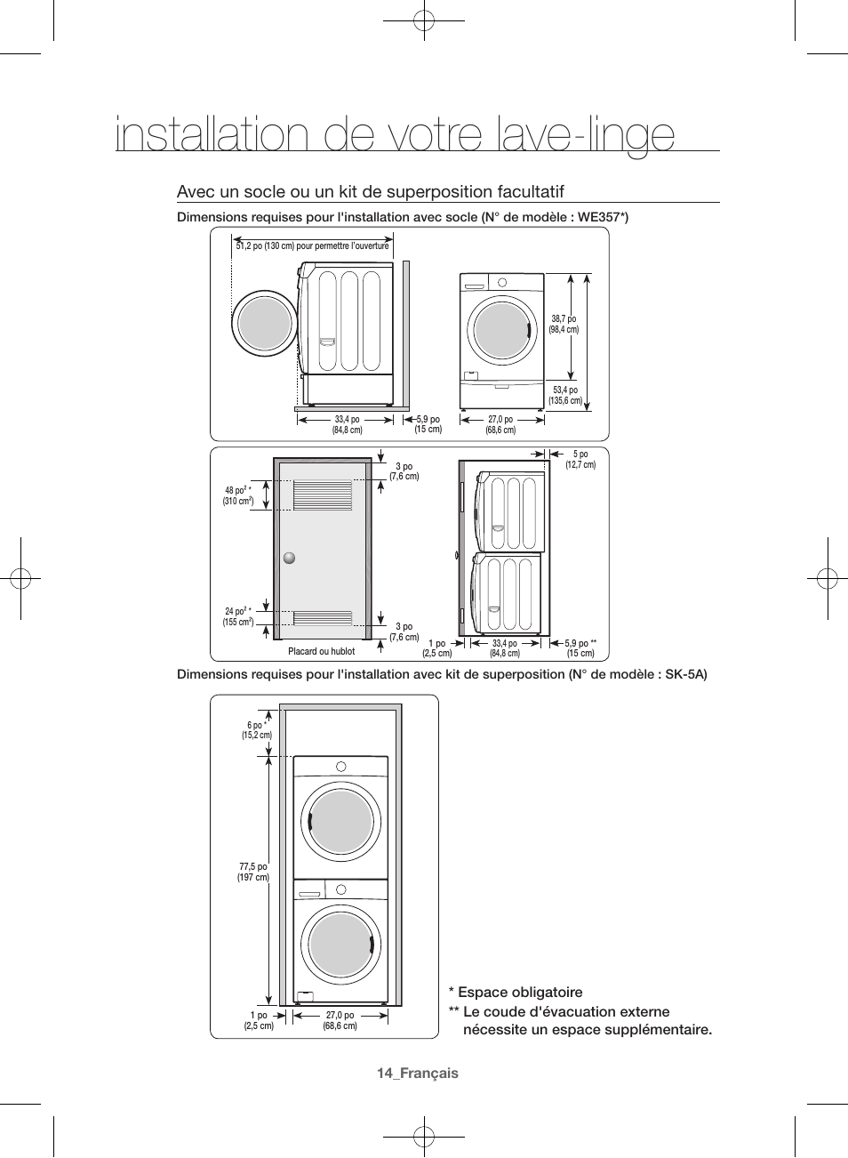 Installation de votre lave-linge, 14_français | Samsung WF42H5400AW-A2 User Manual | Page 58 / 132