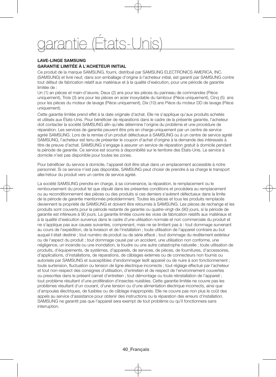 Garantie (états-unis) | Samsung WF42H5400AW-A2 User Manual | Page 84 / 132