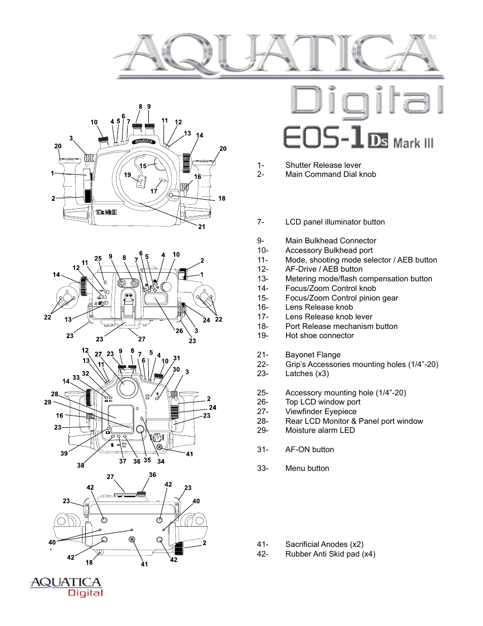 Aquatica EOS 1Ds MK III User Manual | Page 3 / 16