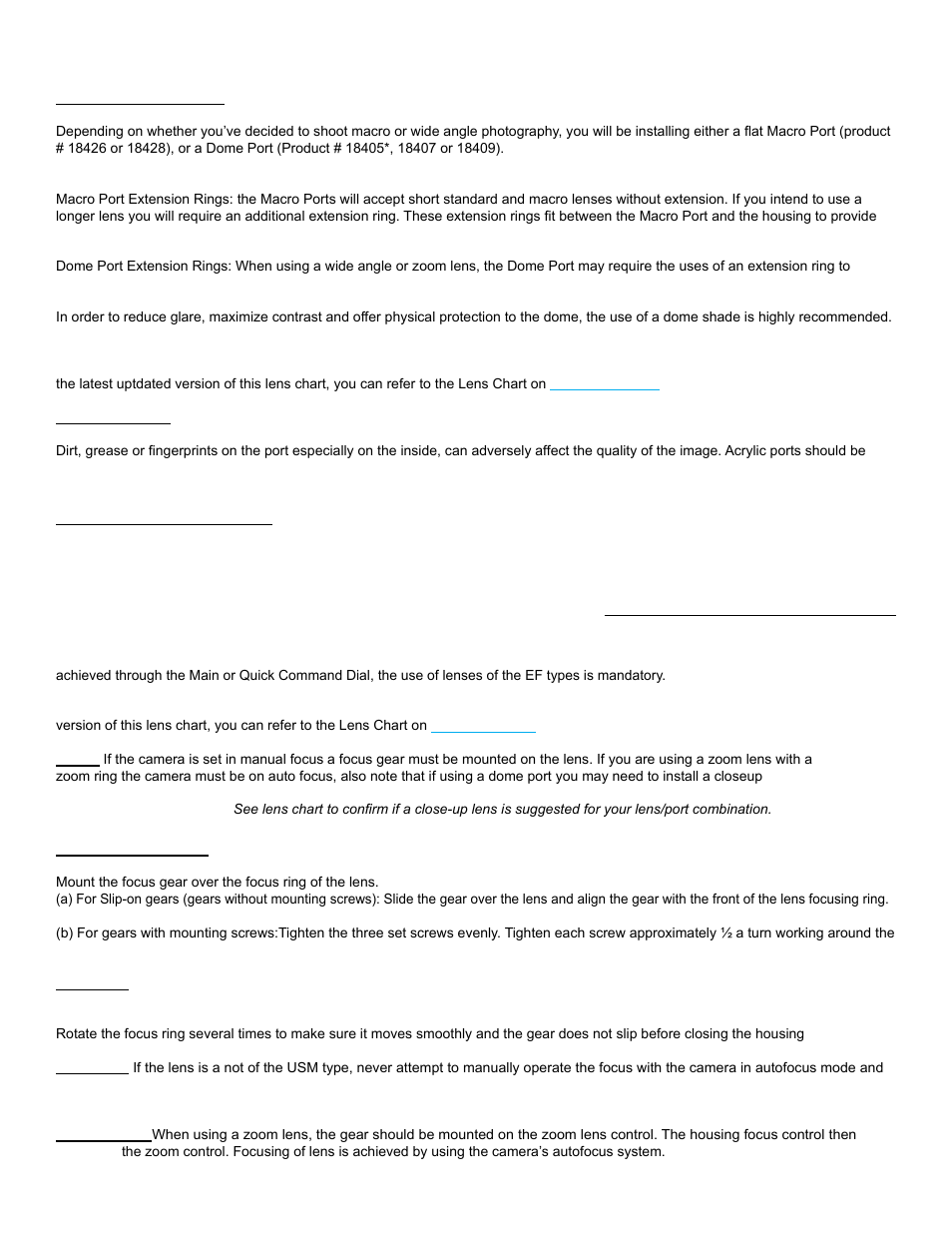Preparation of the ports, Preparation of the lens, Gear installation | Page 6 | Aquatica EOS 1Ds MK III User Manual | Page 7 / 16