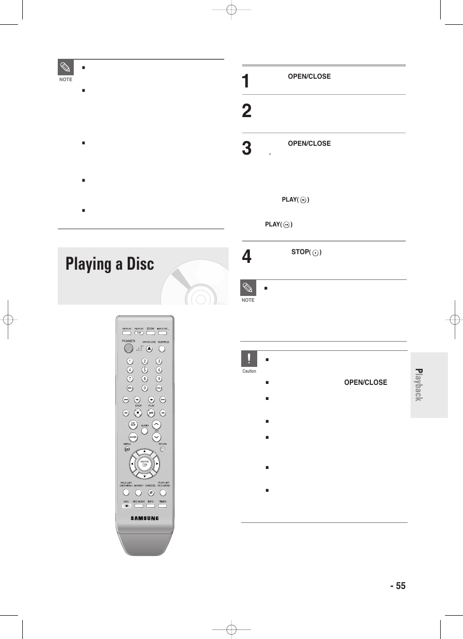 Playing a disc, English - 55 p layback | Samsung DVD-R130-XAA User Manual | Page 55 / 98
