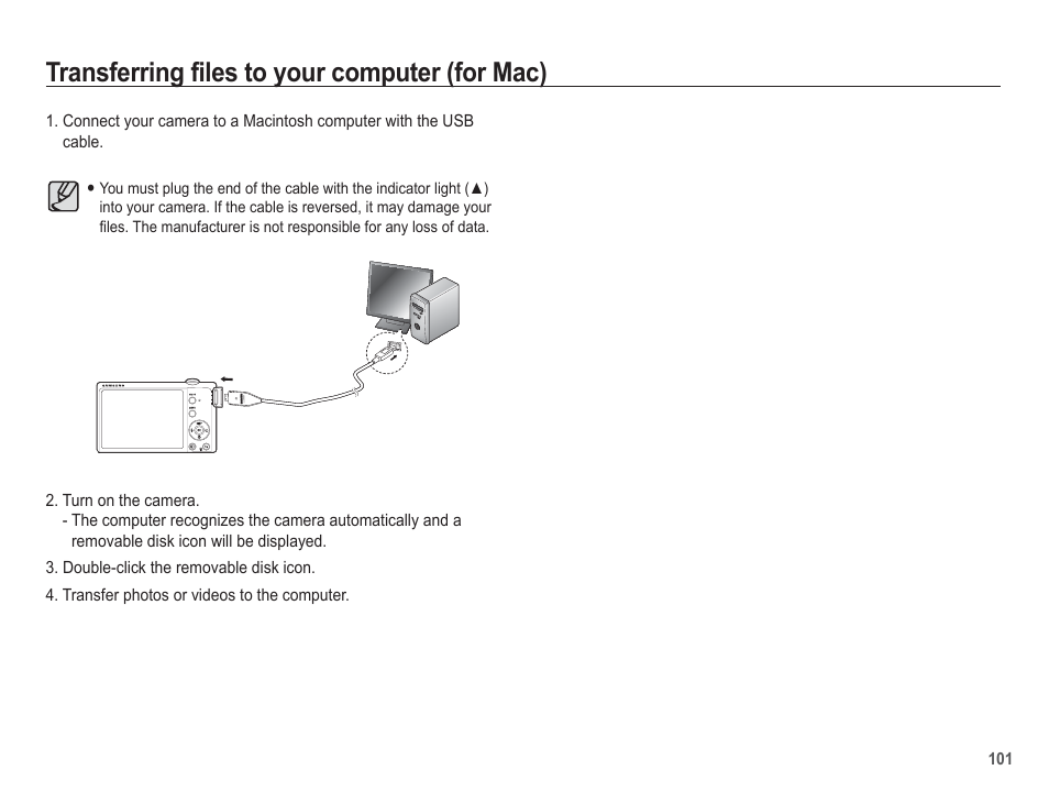 Transferring files to your computer (for mac) | Samsung EC-TL105ZBPBUS User Manual | Page 102 / 106