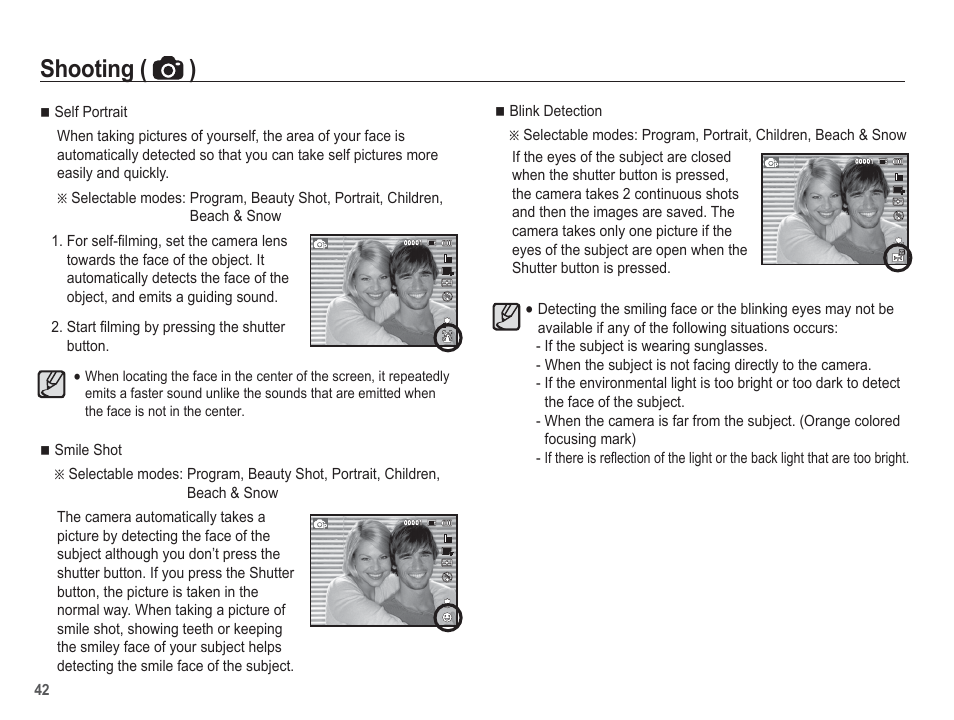 Shooting ( ) | Samsung EC-TL105ZBPBUS User Manual | Page 43 / 106