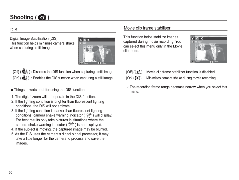 Shooting ( ) | Samsung EC-TL105ZBPBUS User Manual | Page 51 / 106