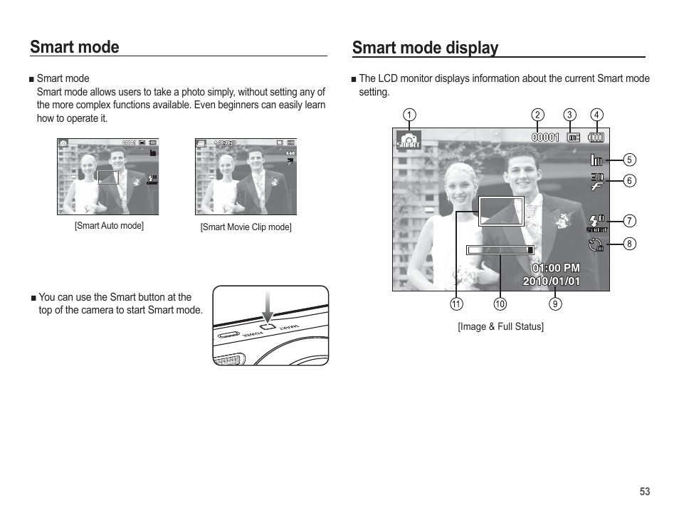Smart mode display, Smart mode | Samsung EC-TL105ZBPBUS User Manual | Page 54 / 106