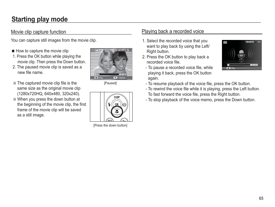 Starting play mode | Samsung EC-TL105ZBPBUS User Manual | Page 66 / 106