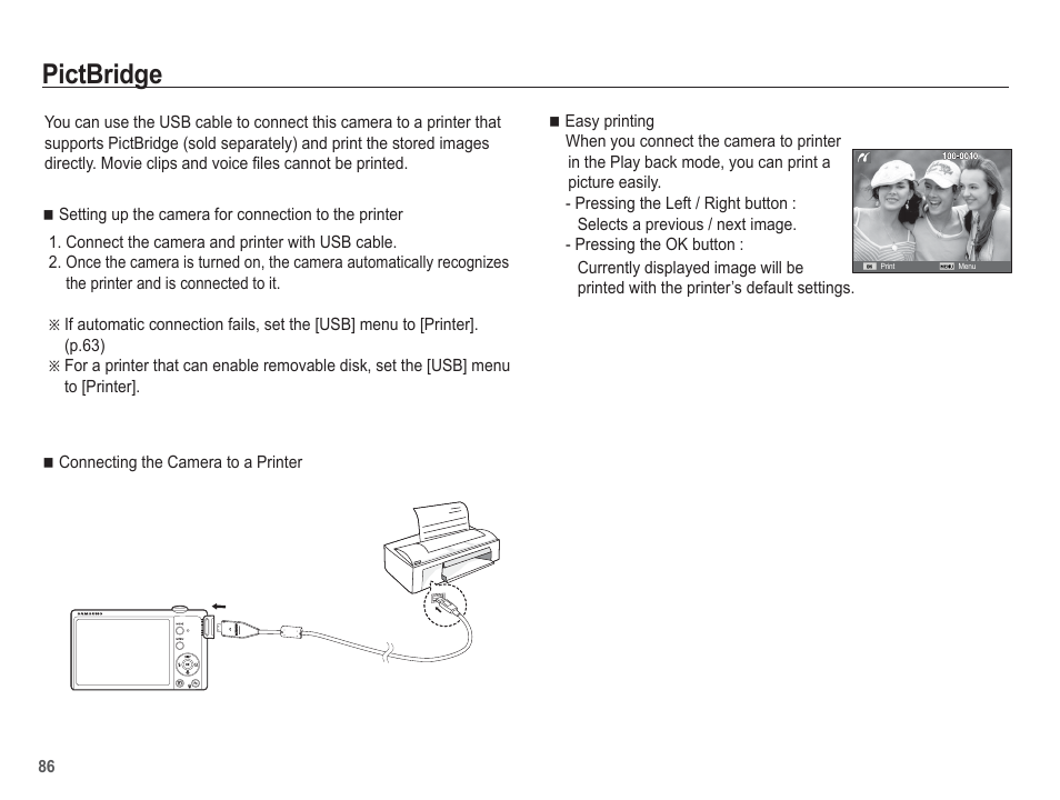 Pictbridge | Samsung EC-TL105ZBPBUS User Manual | Page 87 / 106