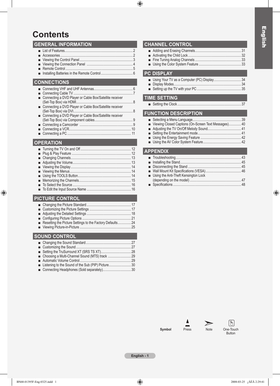 Samsung LN22A450C1XZP User Manual | Page 3 / 101