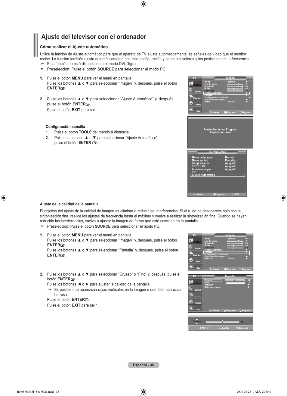 Ajuste del televisor con el ordenador | Samsung LN22A450C1XZP User Manual | Page 87 / 101