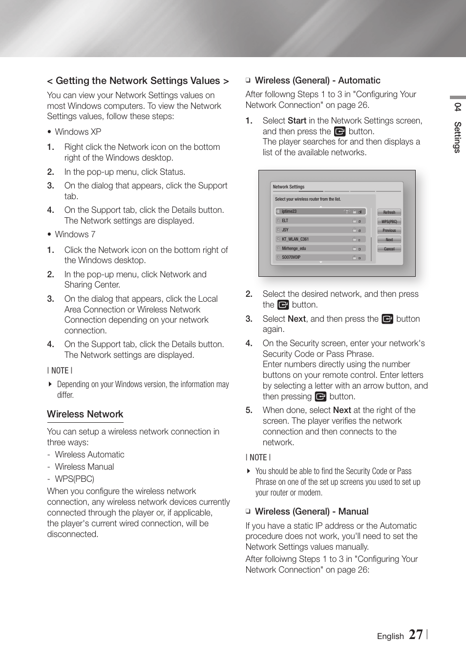 Samsung BD-E6500-ZA User Manual | Page 27 / 58