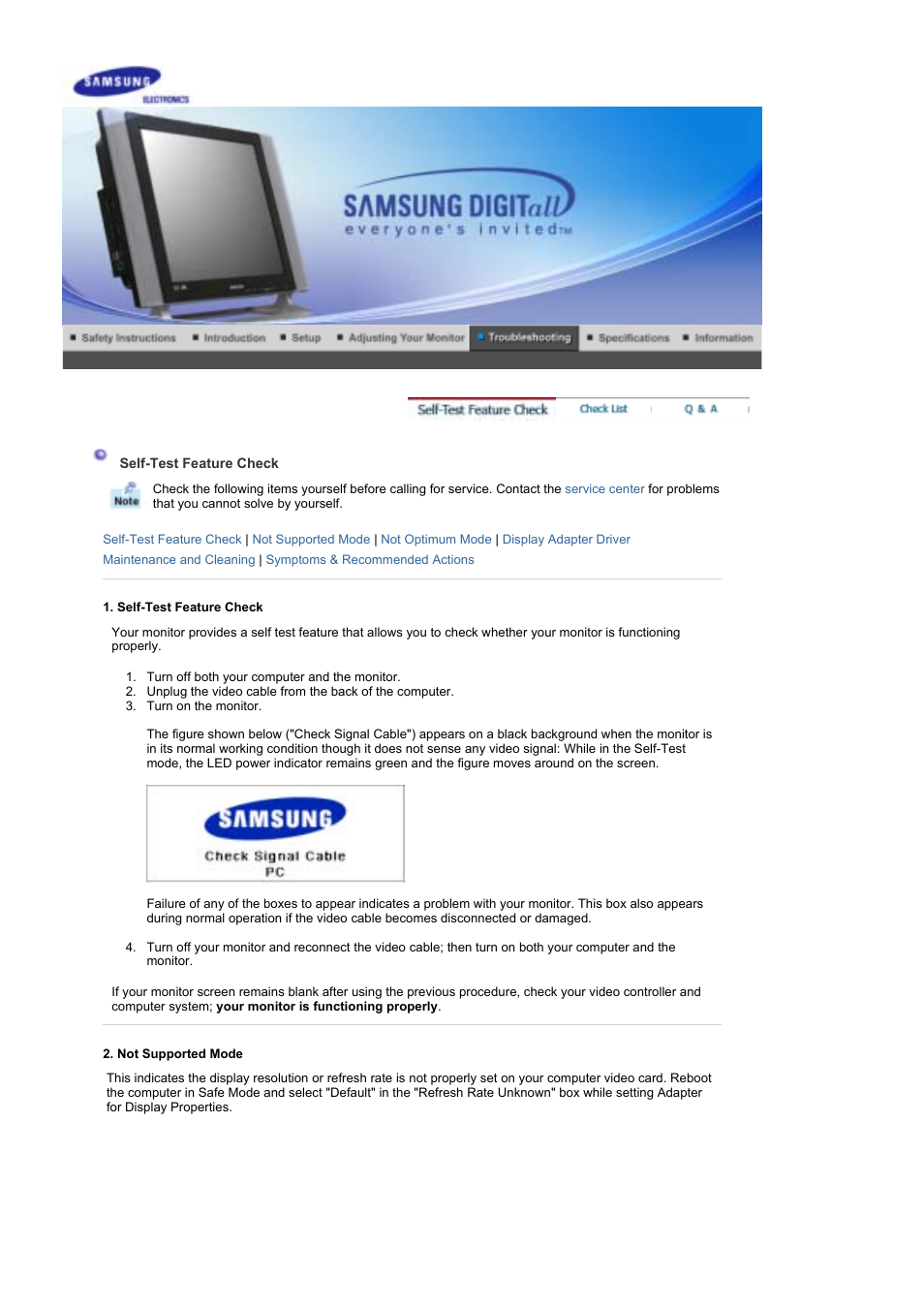 Troubleshooting, Self-test feature check | Samsung LS17MHFSSA-XAZ User Manual | Page 48 / 71