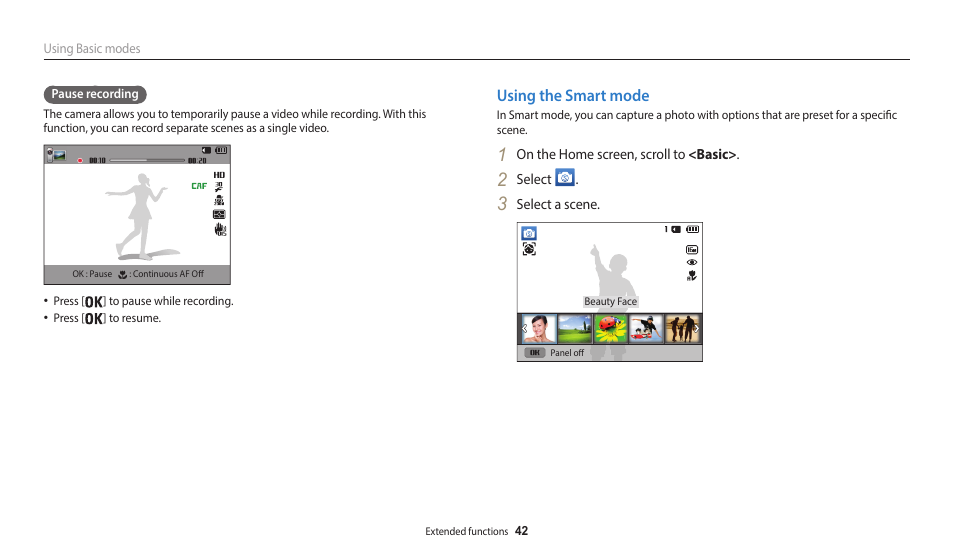 Using the smart mode | Samsung EC-WB50FZBPBUS User Manual | Page 43 / 140