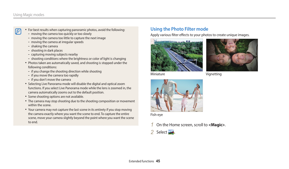 Using the photo filter mode | Samsung EC-WB50FZBPBUS User Manual | Page 46 / 140