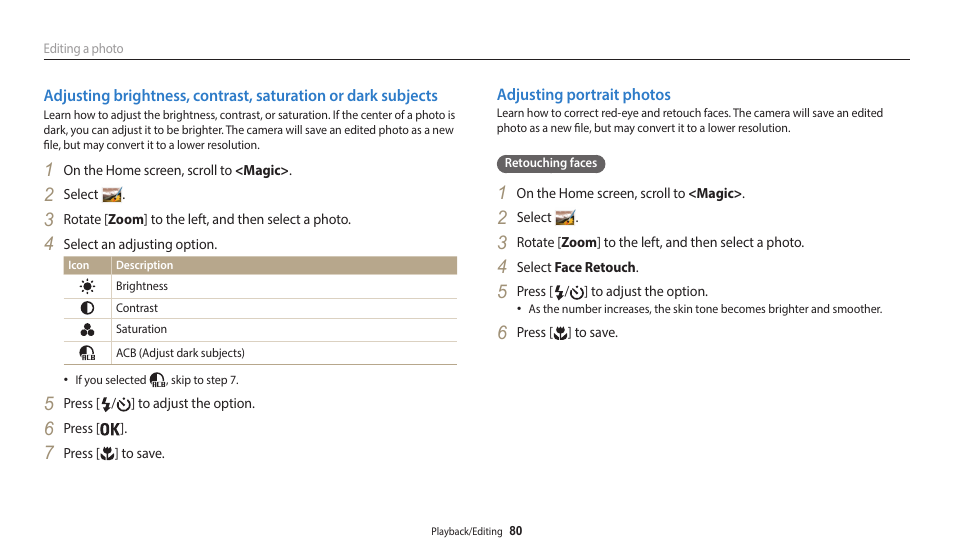 Adjusting portrait photos | Samsung EC-WB50FZBPBUS User Manual | Page 81 / 140