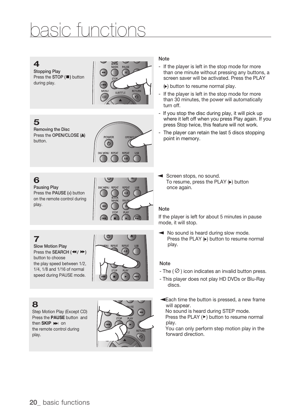 Basic functions, 0_ basic functions | Samsung DVD-H1080R-XAA User Manual | Page 20 / 67