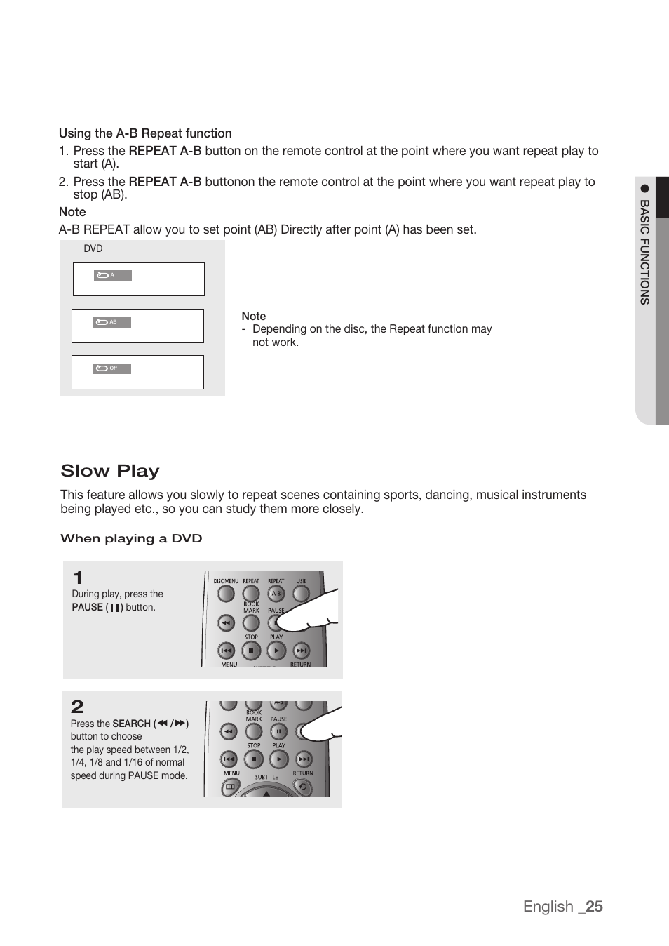 Slow play, English _25 | Samsung DVD-H1080R-XAA User Manual | Page 25 / 67