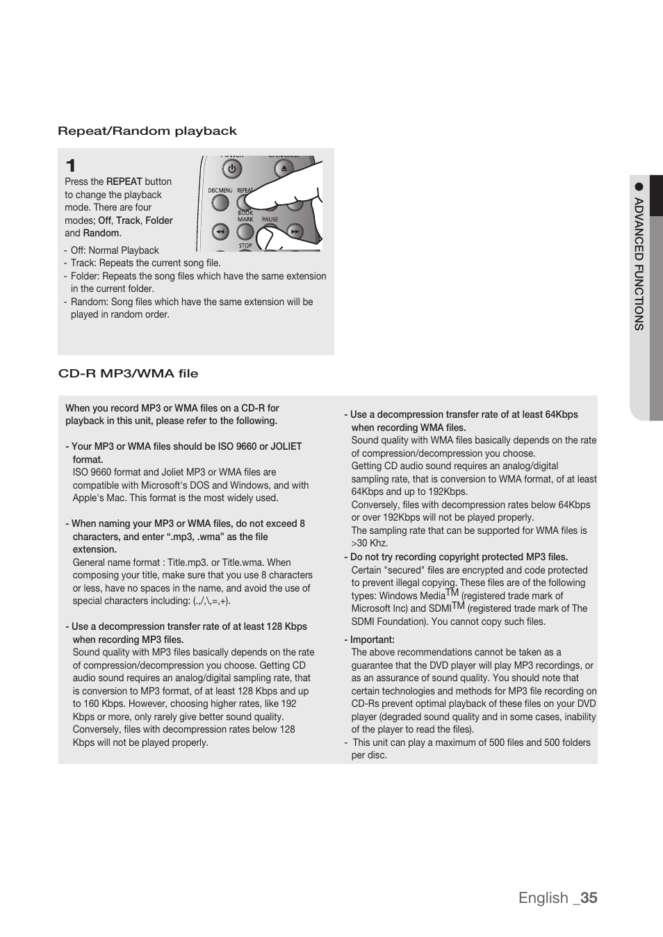 English | Samsung DVD-H1080R-XAA User Manual | Page 35 / 67