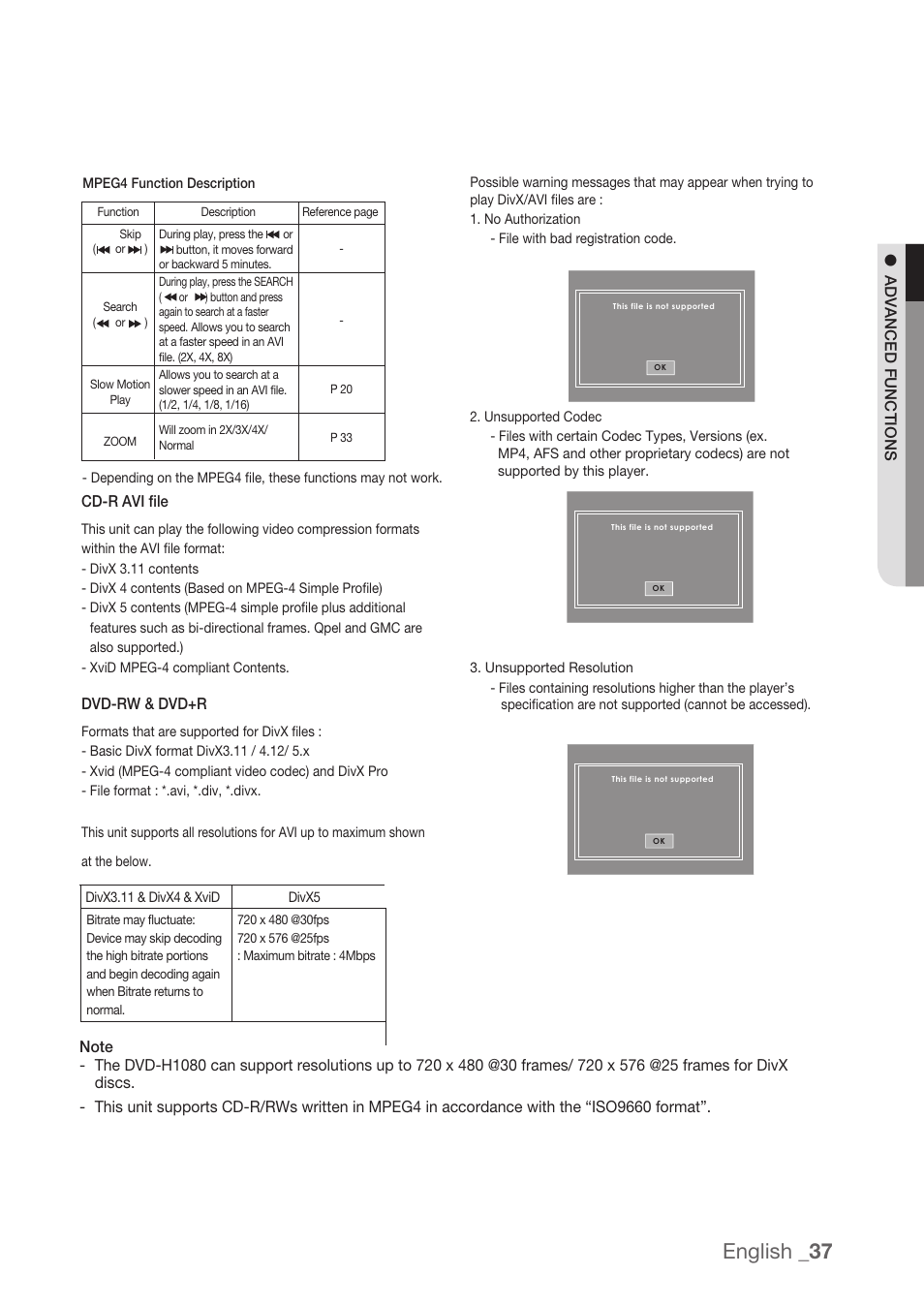 English | Samsung DVD-H1080R-XAA User Manual | Page 37 / 67