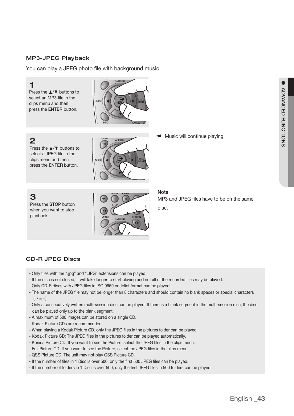 English | Samsung DVD-H1080R-XAA User Manual | Page 43 / 67