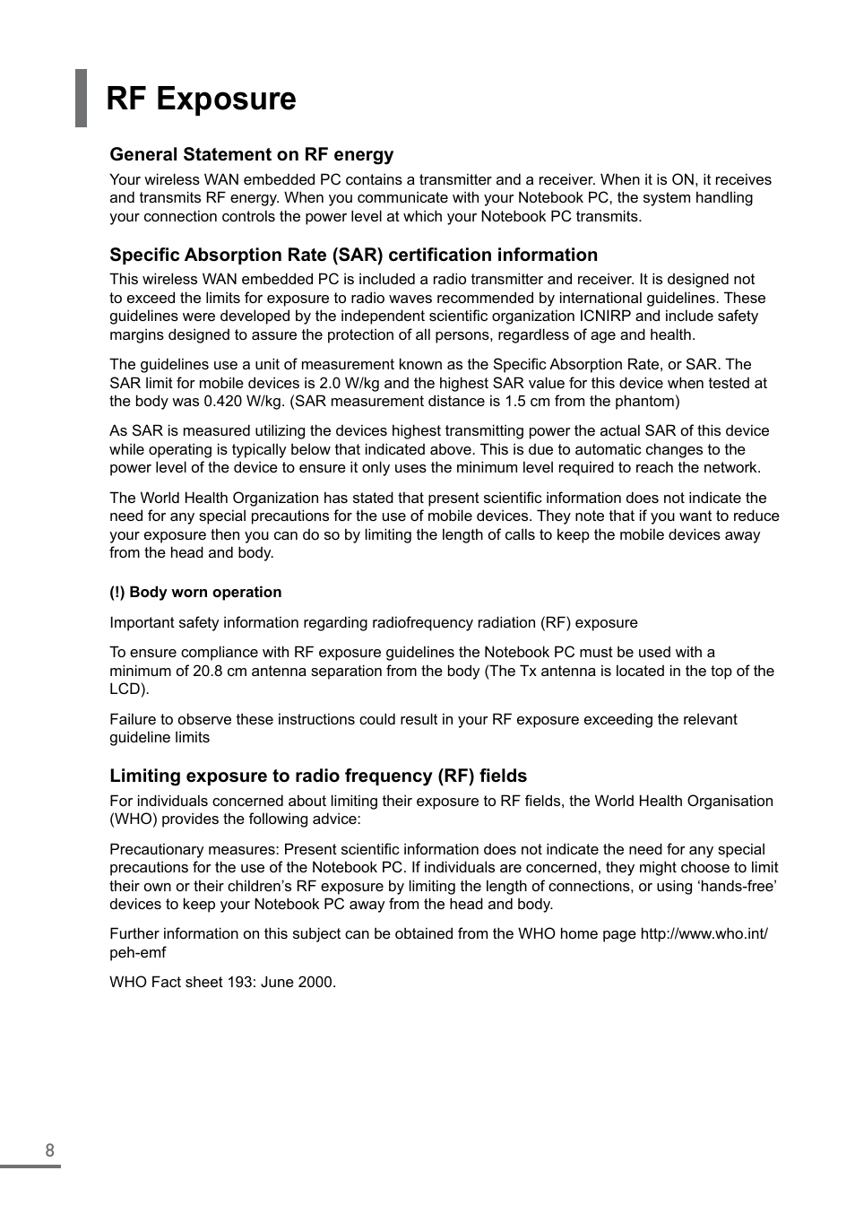 Rf exposure | Samsung XE500C21-A04US User Manual | Page 8 / 87