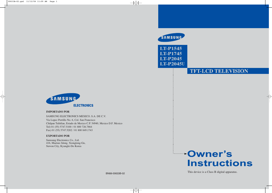 Samsung LTP2045UX-XAC User Manual | 66 pages