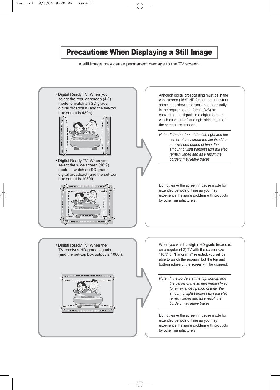Precautions when using the still image, Precautions when displaying a still image | Samsung LTP2045UX-XAC User Manual | Page 2 / 66