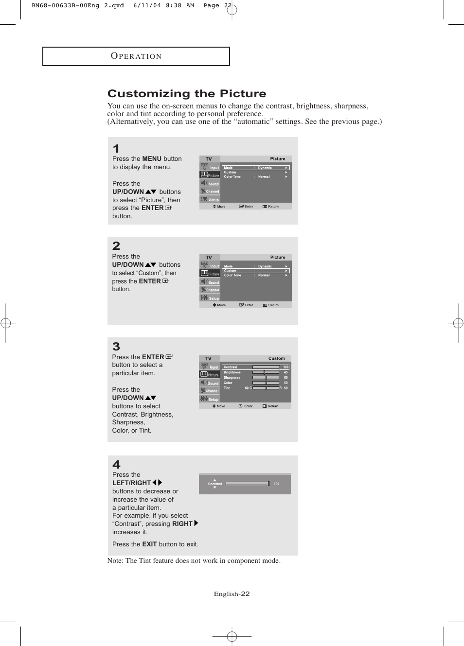 Customizing the picture | Samsung LTP2045UX-XAC User Manual | Page 27 / 66