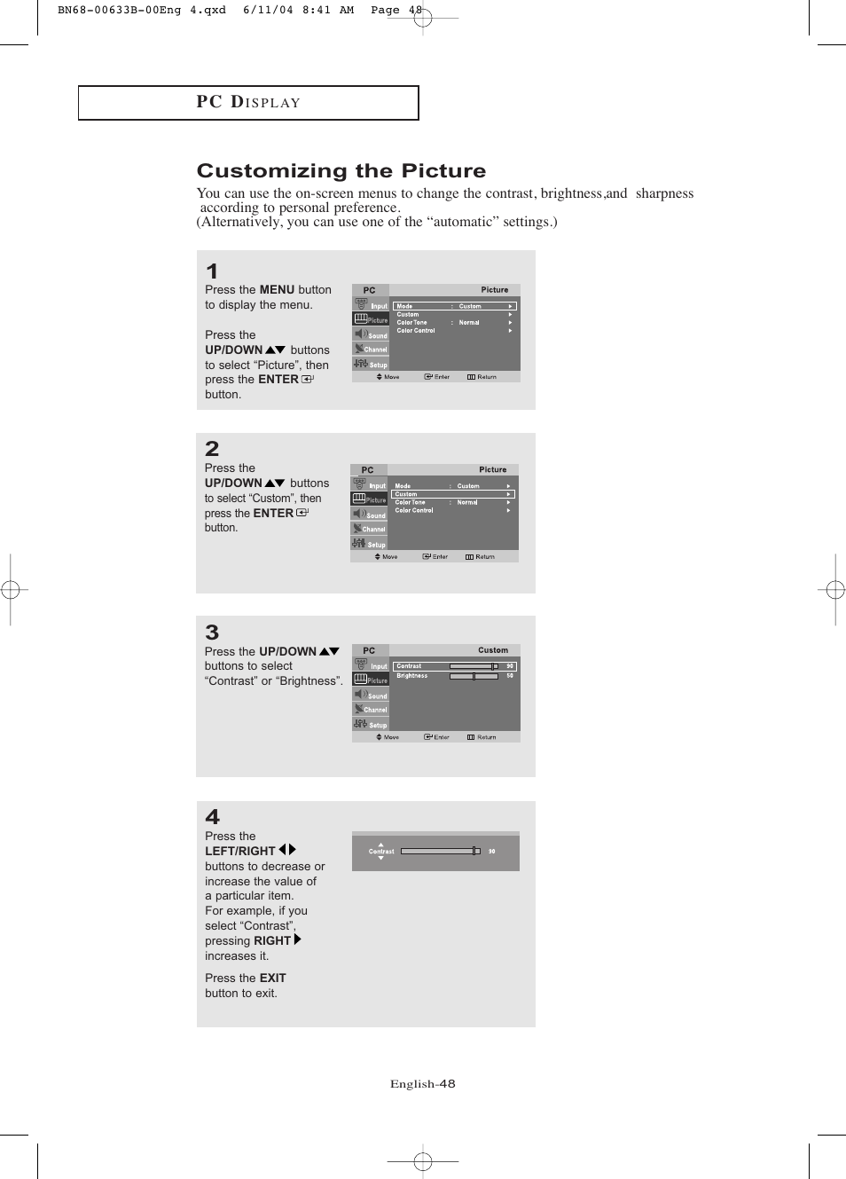 Customizing the picture, P c d | Samsung LTP2045UX-XAC User Manual | Page 53 / 66