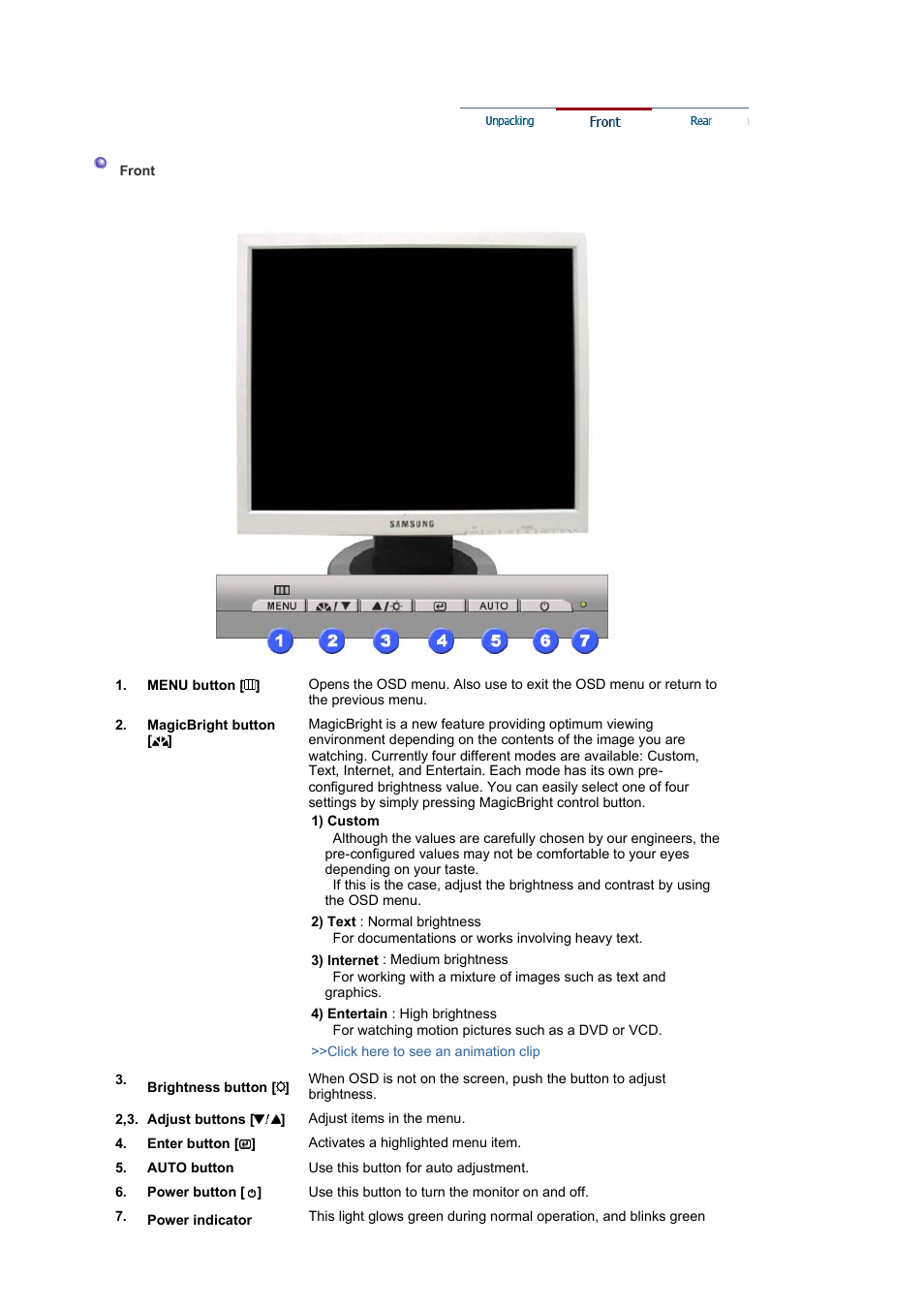 Rear | Samsung LS17MJVKB-XAA User Manual | Page 11 / 43