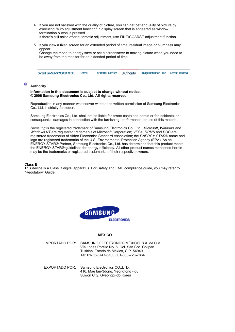 Authority | Samsung LS17MJVKB-XAA User Manual | Page 39 / 43