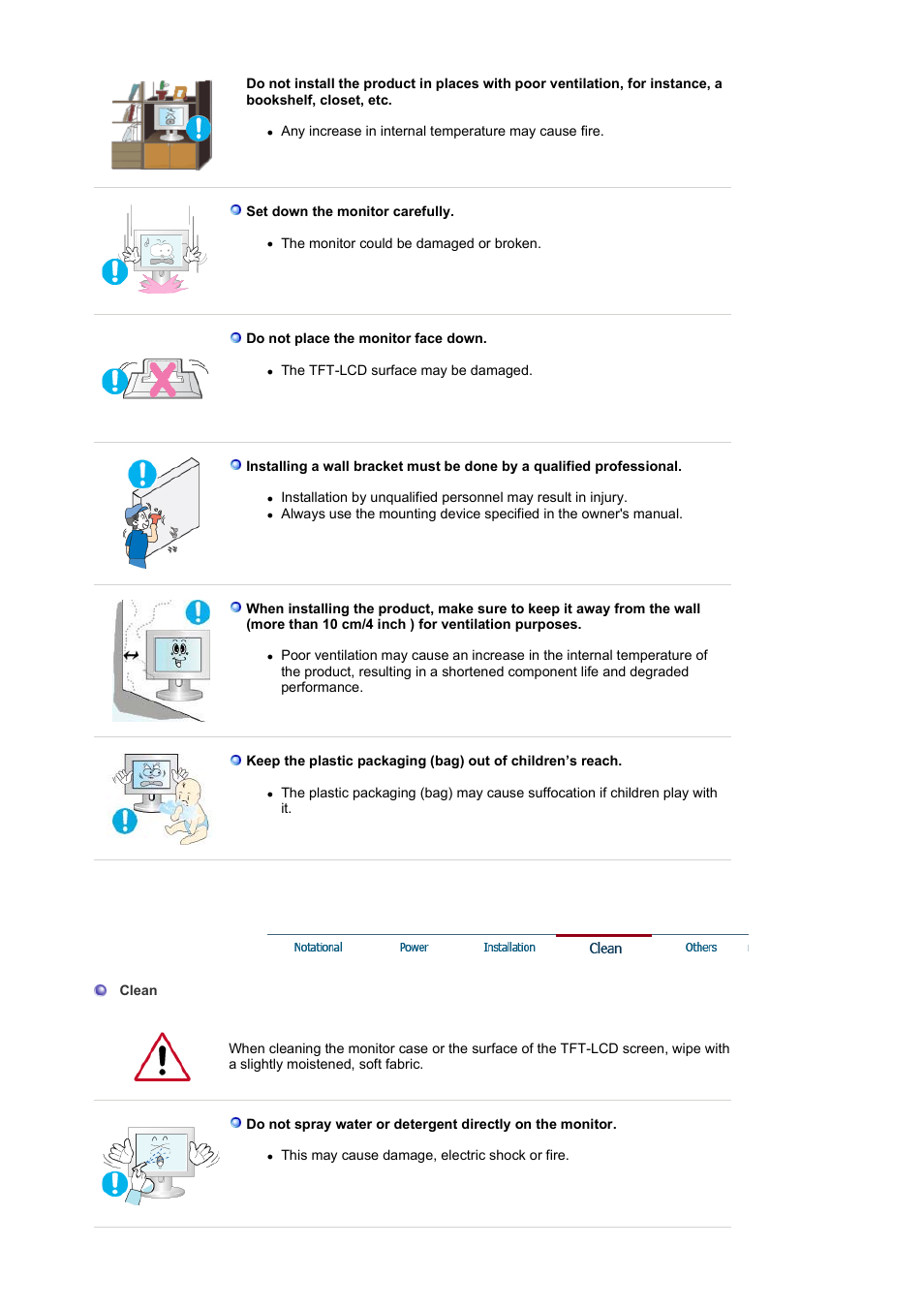 Clean | Samsung LS17MJVKB-XAA User Manual | Page 5 / 43