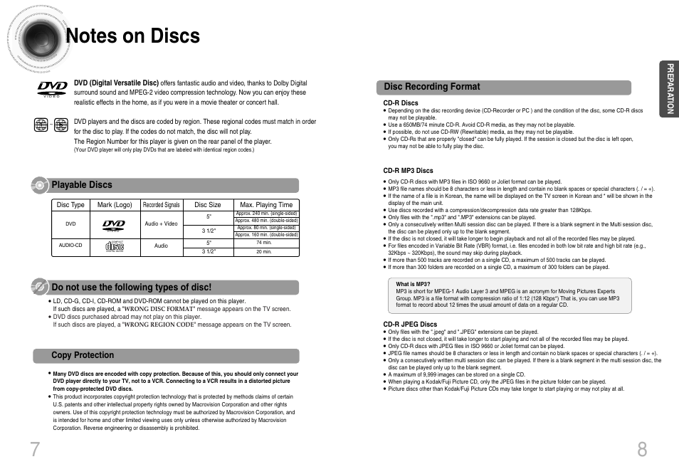 Disc recording format | Samsung HTDB120TH-XAX User Manual | Page 5 / 18