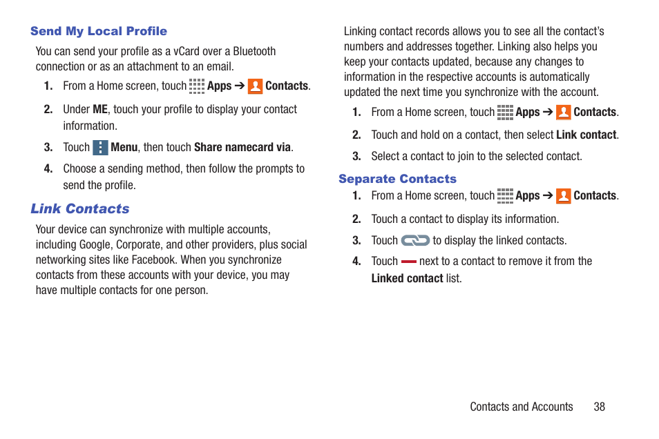 N, see “link contacts | Samsung SM-T537VYKAVZW User Manual | Page 43 / 146