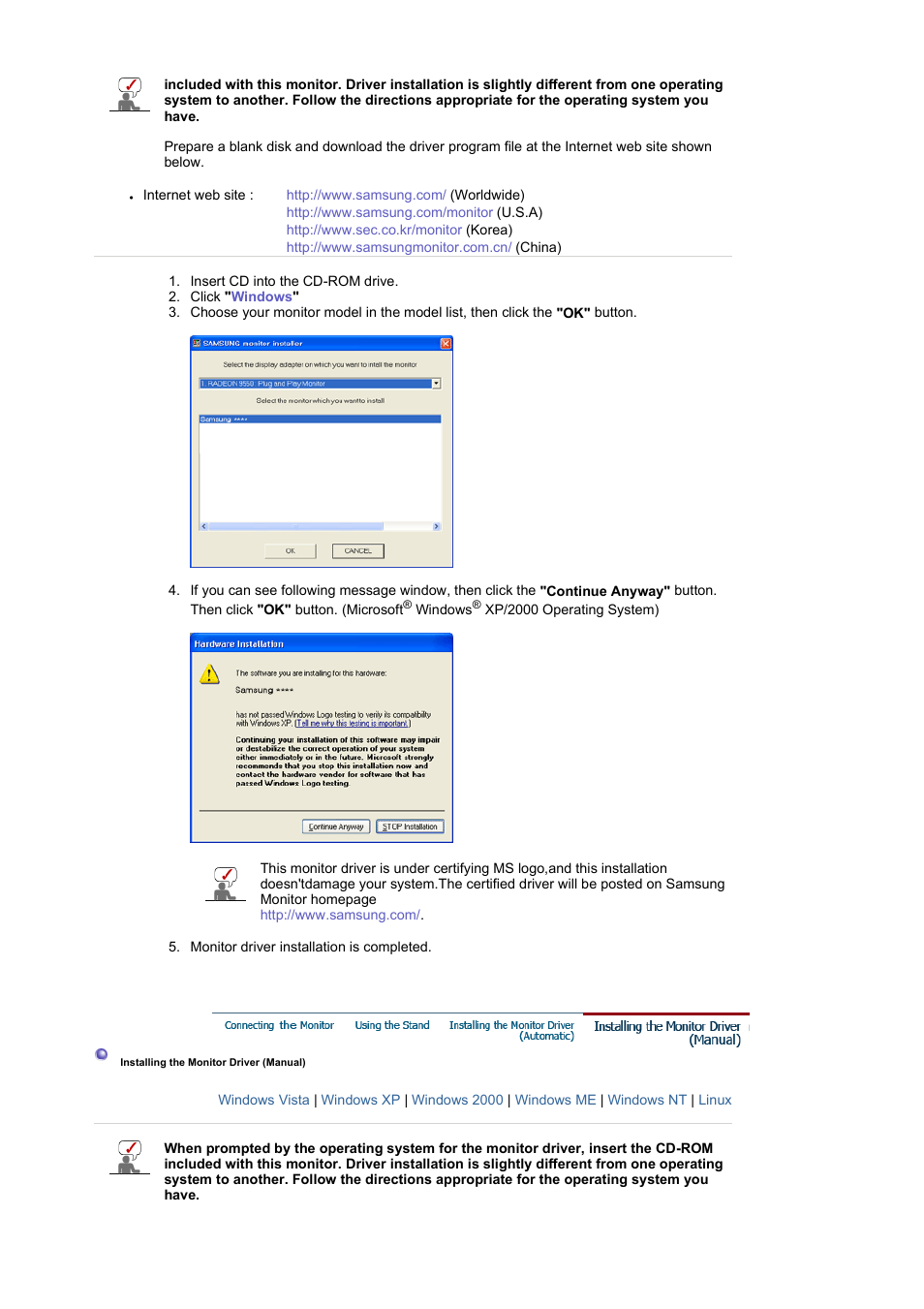 Installing the monitor driver (manual) | Samsung LS19HANKSM-EDC User Manual | Page 15 / 46