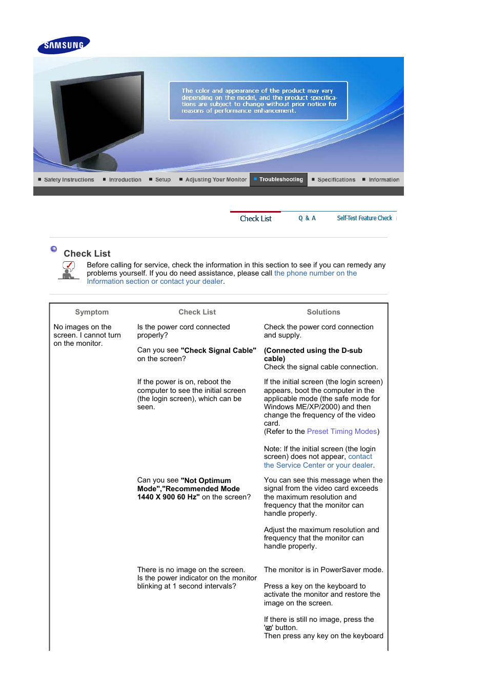 Troubleshooting, Check list | Samsung LS19HANKSM-EDC User Manual | Page 32 / 46