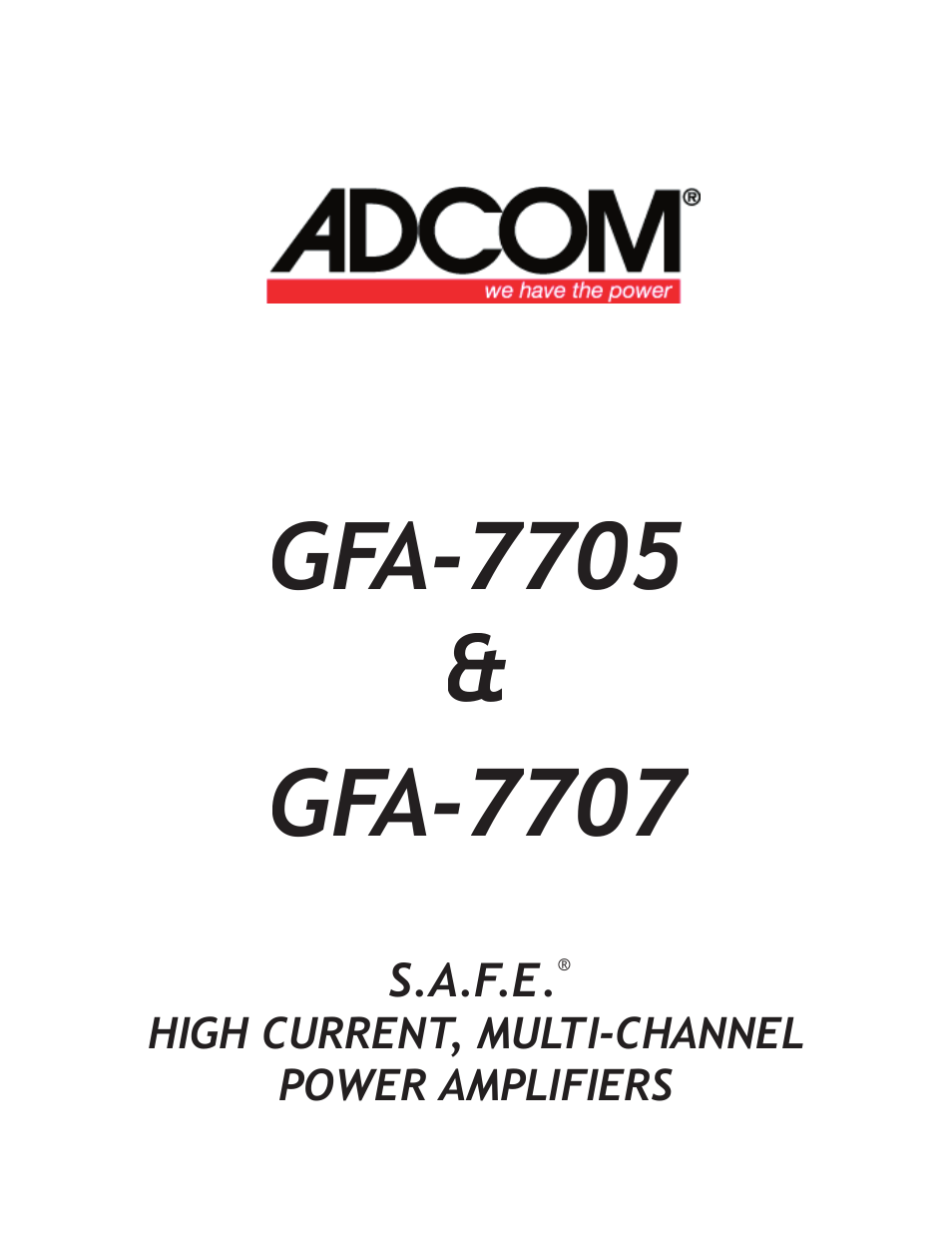 Adcom GFA 7705 User Manual | 16 pages