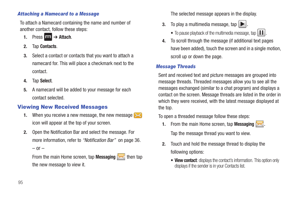 Viewing new received messages | Samsung SGH-I897ZKMATT User Manual | Page 100 / 208
