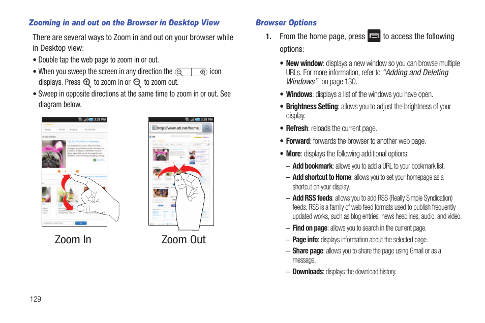 Zoom in zoom out | Samsung SGH-I897ZKMATT User Manual | Page 134 / 208