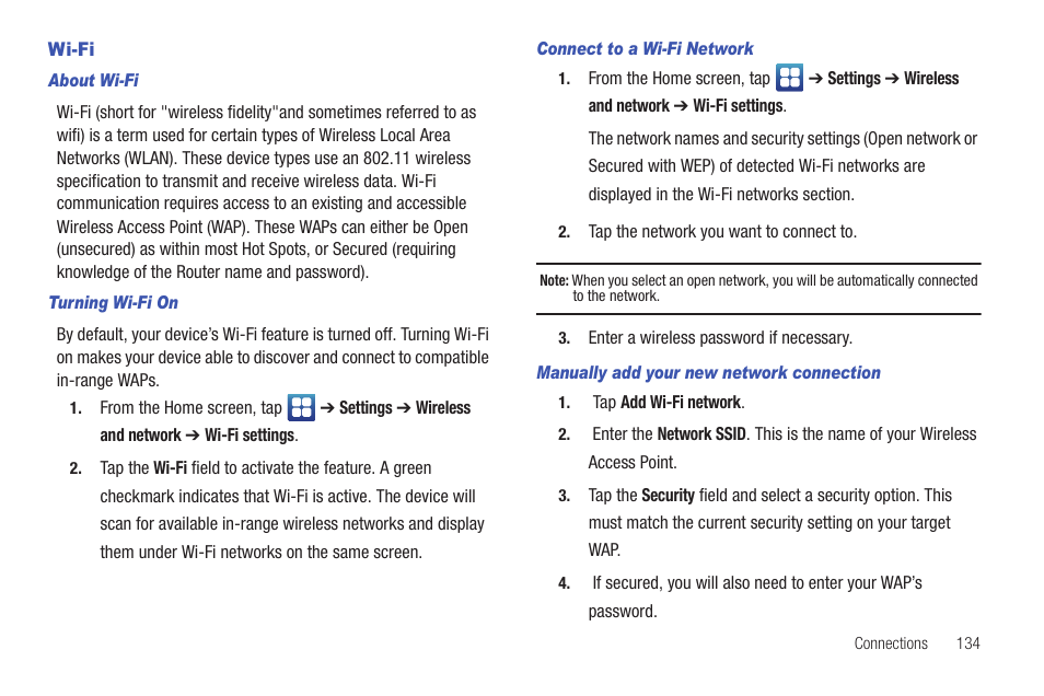 Wi-fi | Samsung SGH-I897ZKMATT User Manual | Page 139 / 208