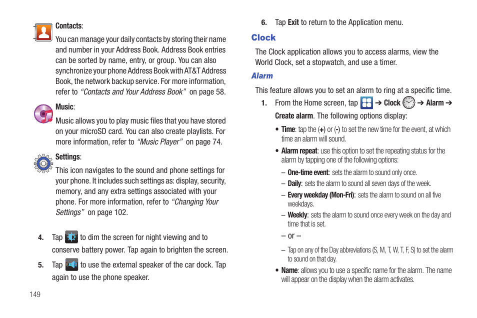 Clock | Samsung SGH-I897ZKMATT User Manual | Page 154 / 208