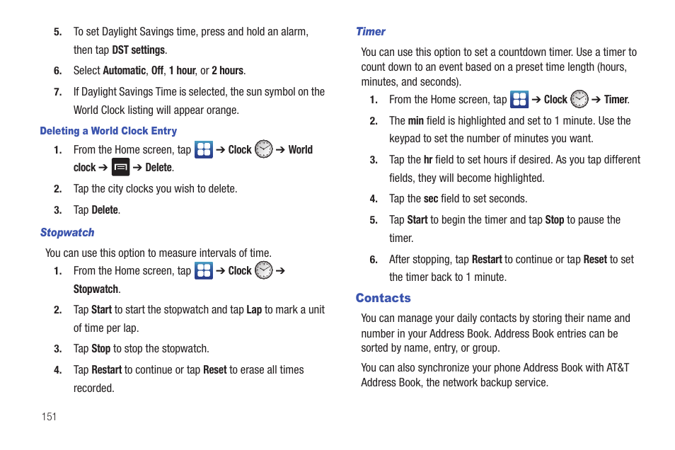 Contacts | Samsung SGH-I897ZKMATT User Manual | Page 156 / 208