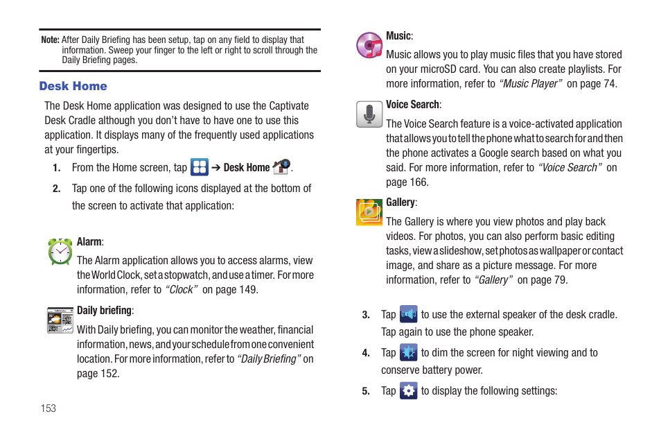 Desk home | Samsung SGH-I897ZKMATT User Manual | Page 158 / 208