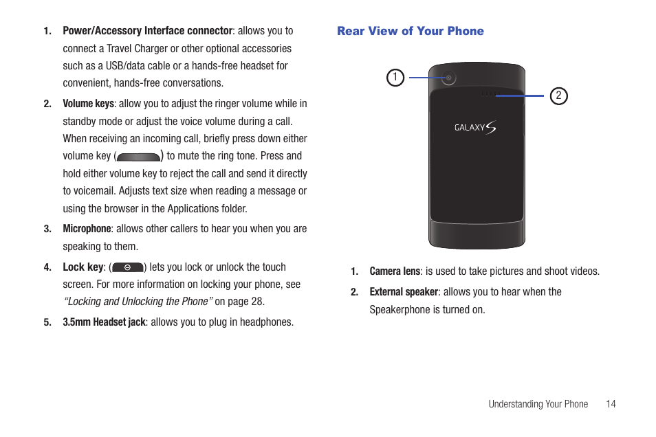 Rear view of your phone | Samsung SGH-I897ZKMATT User Manual | Page 19 / 208