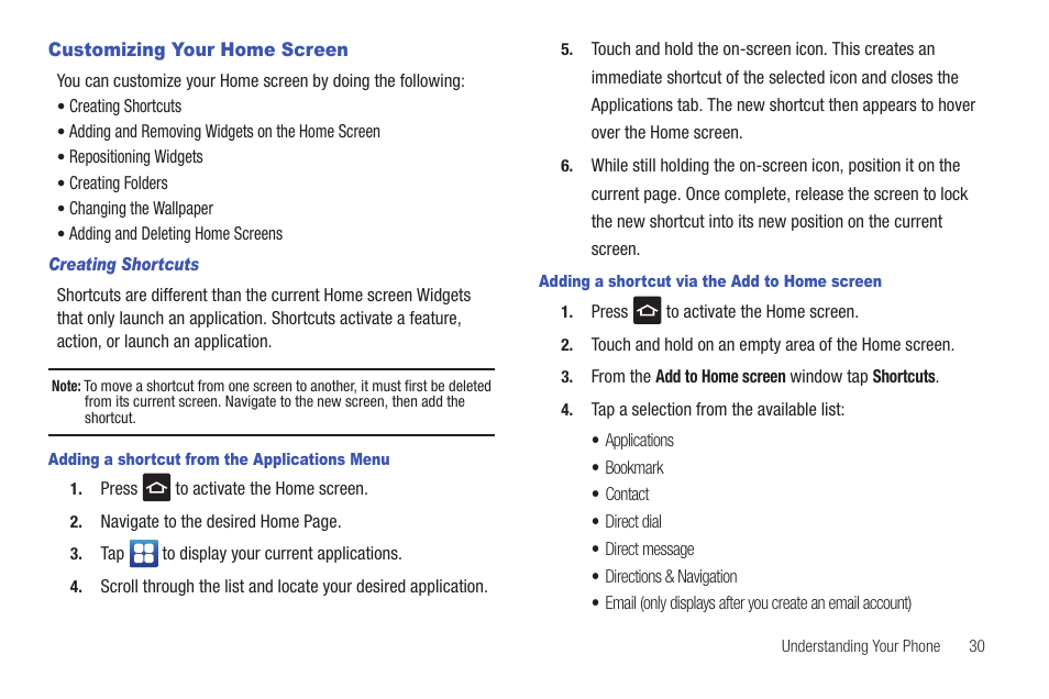 Customizing your home screen | Samsung SGH-I897ZKMATT User Manual | Page 35 / 208