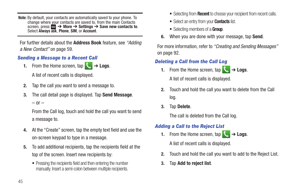 Samsung SGH-I897ZKMATT User Manual | Page 50 / 208