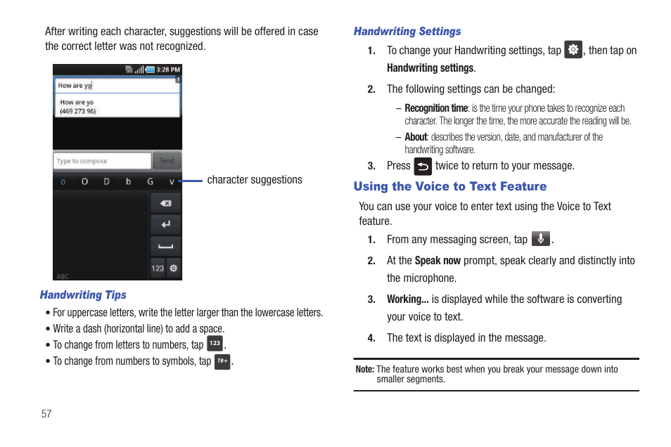 Using the voice to text feature | Samsung SGH-I897ZKMATT User Manual | Page 62 / 208