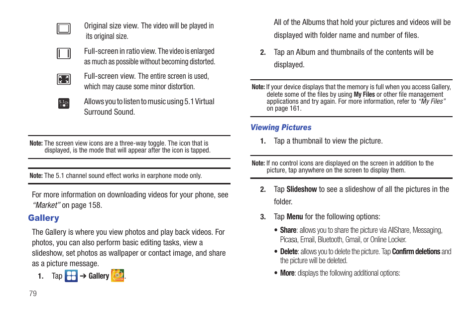 Gallery | Samsung SGH-I897ZKMATT User Manual | Page 84 / 208