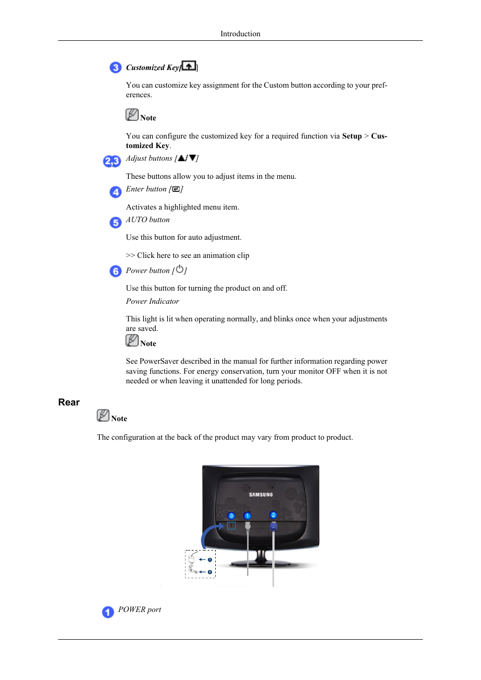 Rear | Samsung LS19CMYKF-ZA User Manual | Page 12 / 59