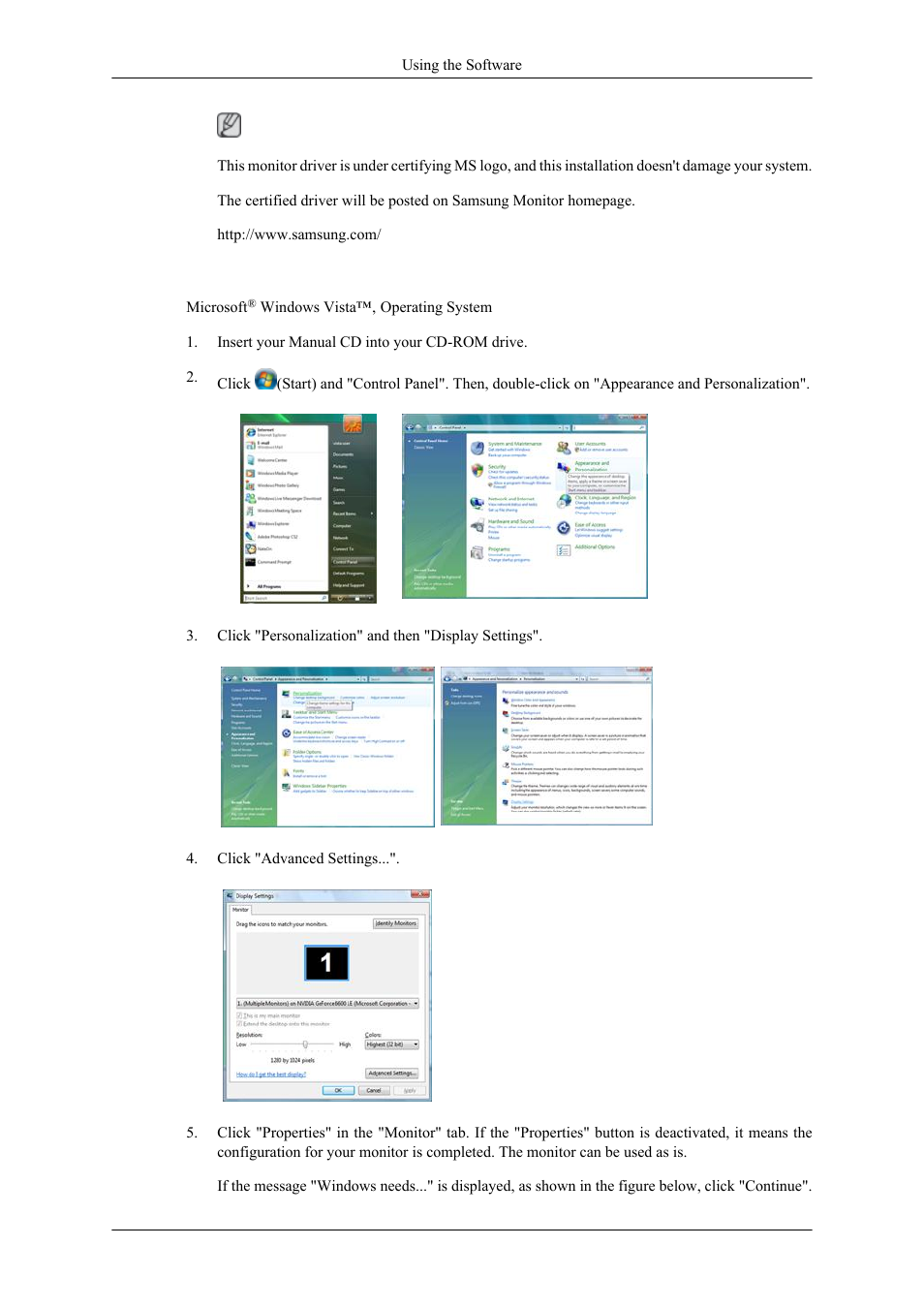 Installing the monitor driver (manual) | Samsung LS19CMYKF-ZA User Manual | Page 18 / 59