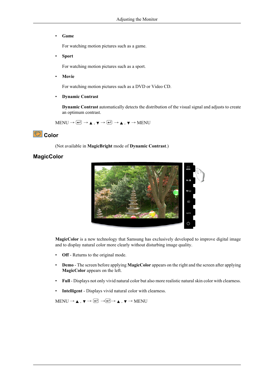 Color, Magiccolor | Samsung LS19CMYKF-ZA User Manual | Page 33 / 59